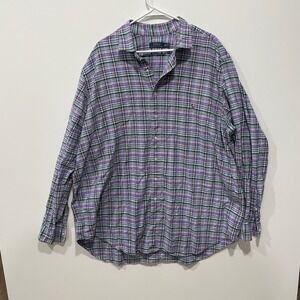 Polo Ralph Lauren Mens 2XLT‎ Plaid Button Down Shirt Purple Green Classic Fit